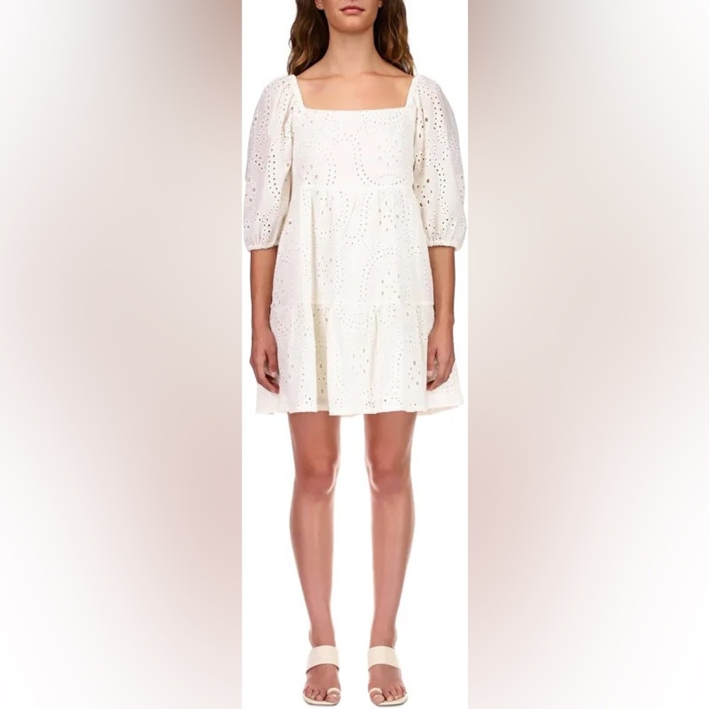 Sanctuary Off-White Babydoll Eyelet Dress